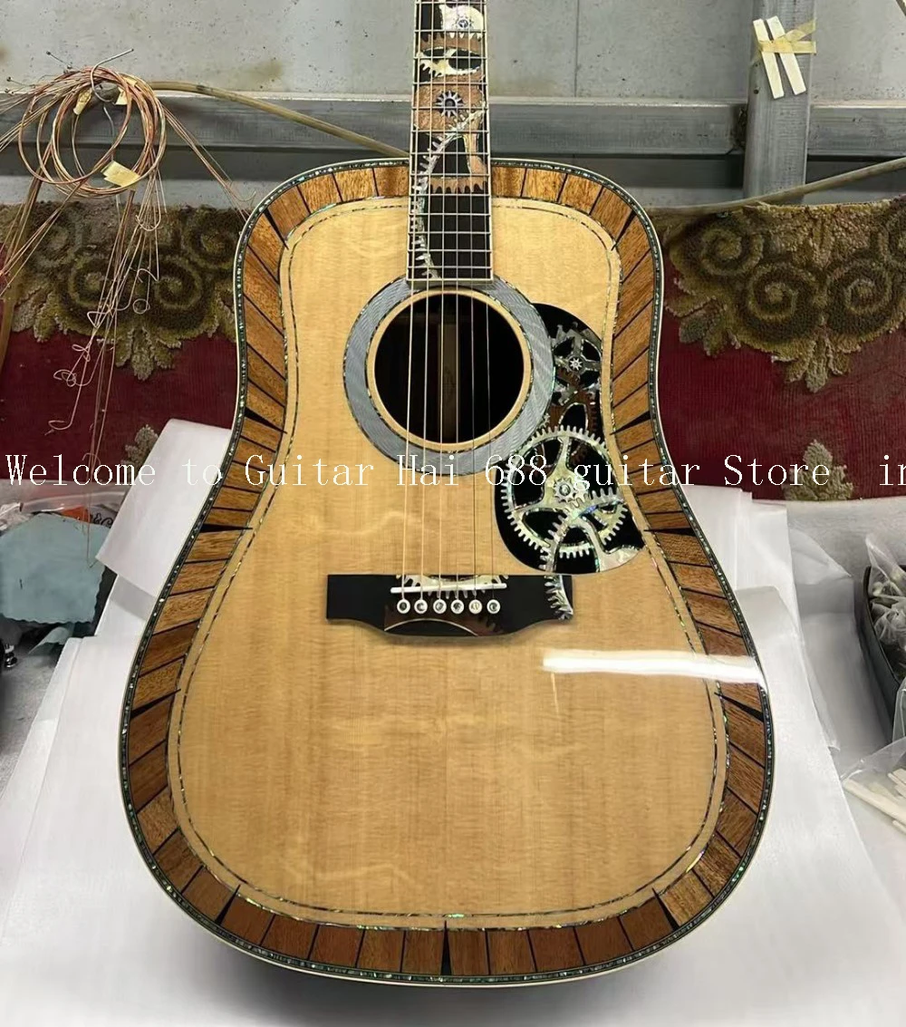 

Hot All Solid Wood Acoustic Guitar Solid Spruce Top Rosewood Body 200 Type Abalone Inlays Bone Nut Gold #N1478526