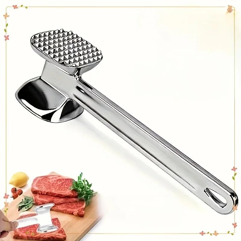 Stainless Steel Meat Tenderizer Hammer, Double Sided Meat Mallet Tool, Heavy Duty Meat Pounder for Steak Pork Beef