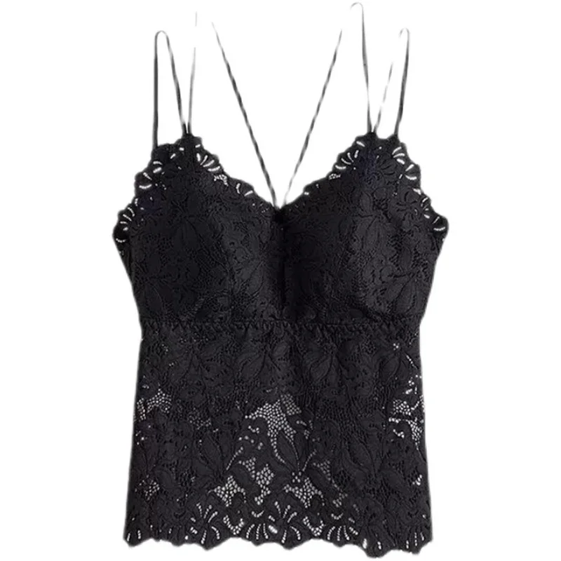 Сексуальная кружевная майка для женщин, топ без рукавов с бабочкой на спине и мягкий бюстгальтер, облегающий универсальный жилет