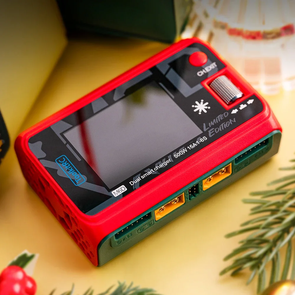 Xmas ToolkitRCM6D Mini Dual Channel Smart Balance Charger Discharger DC500W 15A Support 1-6S LiPo FPV Battery Replacement for M8