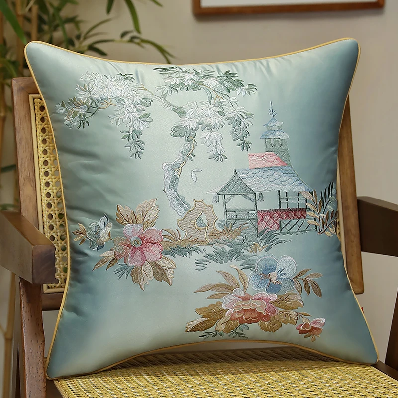 Chinese Flora Pillows Luxury Retro Cushion Case Vintage 45x45 50x50 Decorative Pillow Cover For Sofa Chair Home Decorations