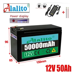 NEW Sprayers 12V 50Ah Built-In High Current 30A BMS 18650 Lithium Battery Pack For Electric Vehicle Batterie 12.6V Charger