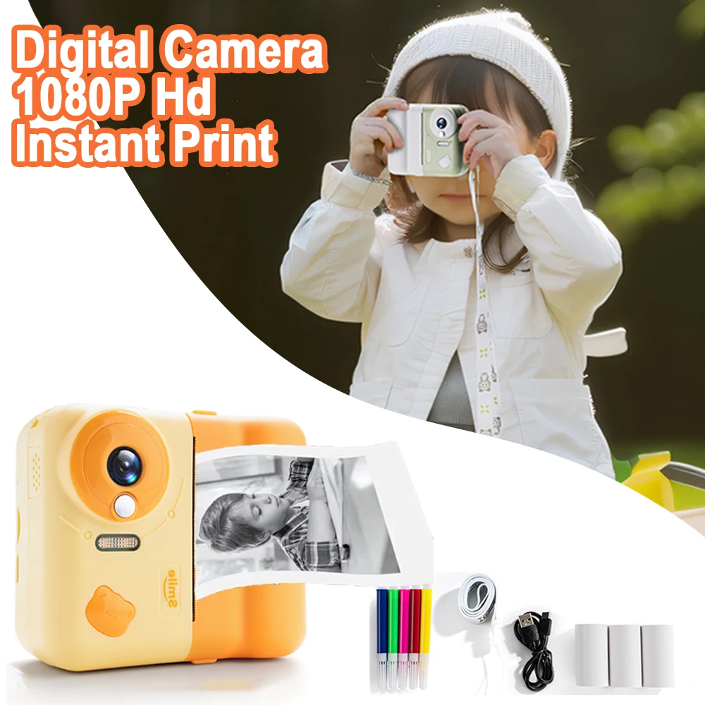 

Digital Camera for Children 1080P Hd Instant Print Thermal Print 2.4 Inch Camera Video with 32G Memory Card Kids Gifts