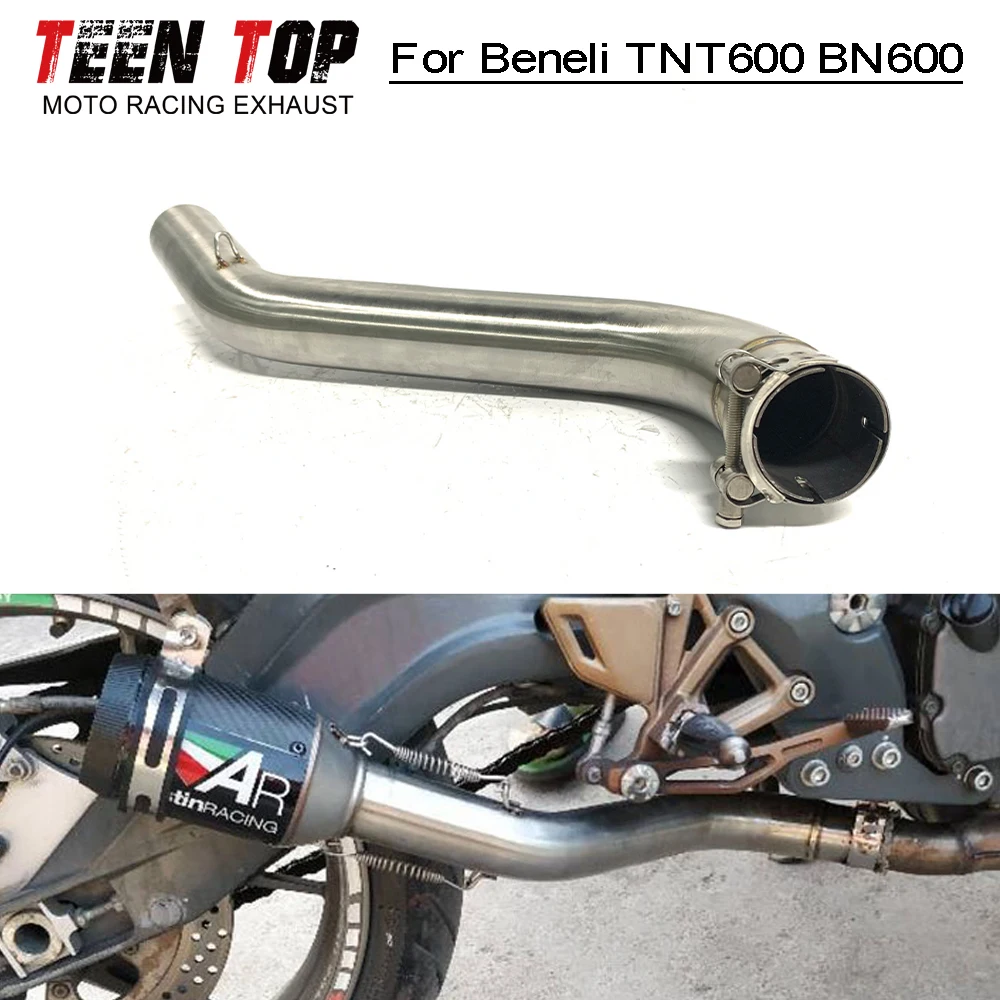 Per Beneli TNT600 BN600 Tubo di collegamento centrale bn600 2017-2018 Moto Fuga Moto Tubo di collegamento a gomito di scarico 51mm Acciaio