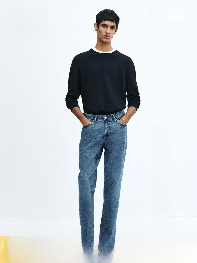 

Men's Fashionable Fitting Jeans Commuter Tapered Long Pants Summer Cotton 99% Spandex % H&M Brand 0931747__029