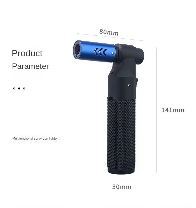 New Metal Outdoor Windproof Turbine Torch Strong Fire Power Blue Flame Straight Butane Gas Lighter Gas Kitchen BBQ Welding