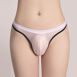 T-back Thongs Men Penis Bulge Pouch Briefs Sexy See Through G-string Low Rise Underwear Transparent Erotic Panties Underpants