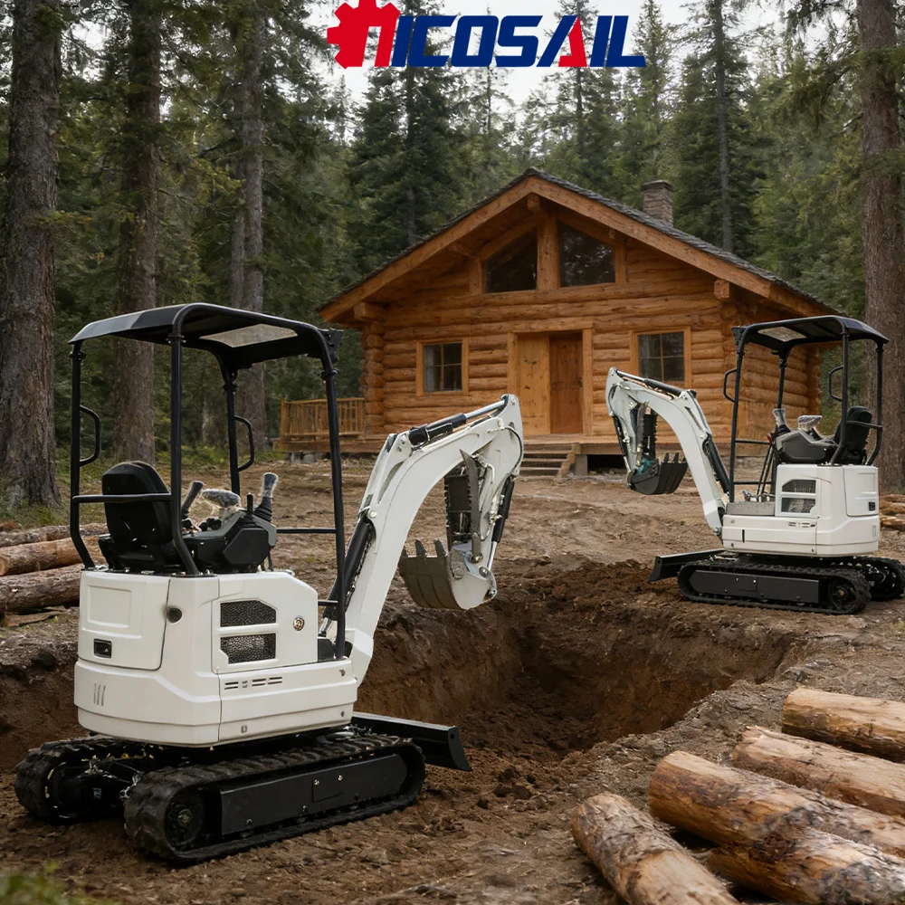 Nicosail 2T Small Excavator for Farm Garden Path Trenching Flower Bed Digging Field Drain Excavation Flexible Work