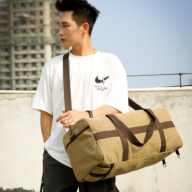 

Casual Simple Canvas Shoulder Bag Sports Female Yoga Fitness Bag Multifunctional Backpack Travel Bag Handbag