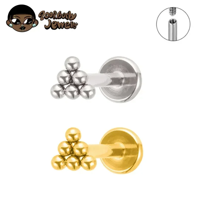 G23 Titanium Nose Studs Piercing Labret Triangular Lip Piercing Tragus Ear Cartilage Conch Piercing Implant Grade Body Jewelry
