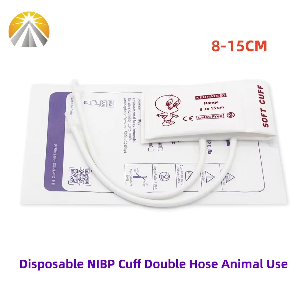 Veterinary Disposable Blood Pressure Cuff NIBP Cuffs Double Tube Two Hose For Animal NIBP Diagnostic Monitor 5 Sizes Available