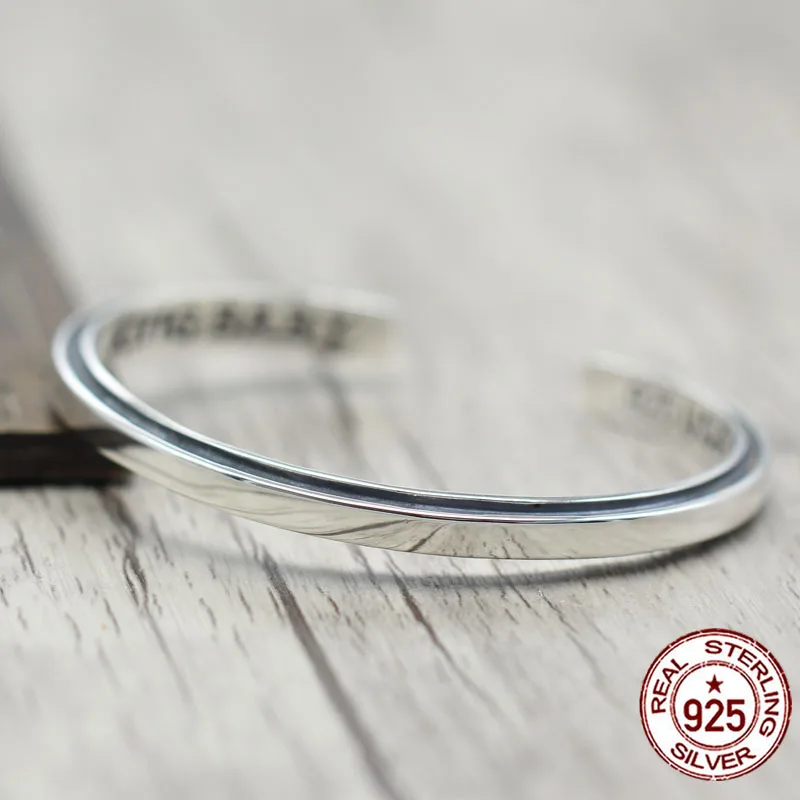 S925 sterling silver bracelet with moisture resistant smooth opening  Retro Korean version with personalized design style