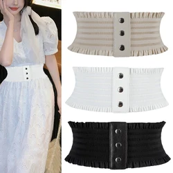 Simple Design Women's Elastic Wide Waistband Hemline Decoration Cummerbund Ladies Dress Overcoat Belt Wide Waistband Women