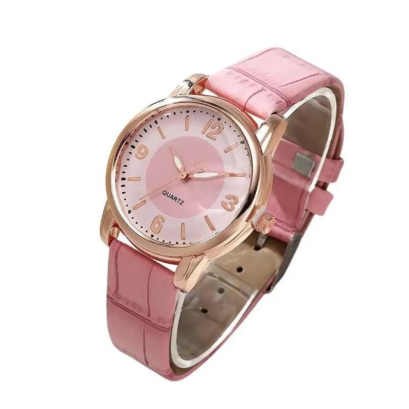 Women's Quartz Watch Creative Design Dial Leather Strap Watch High End Feel Student Ladies Watch Suitable For Daily Wear School