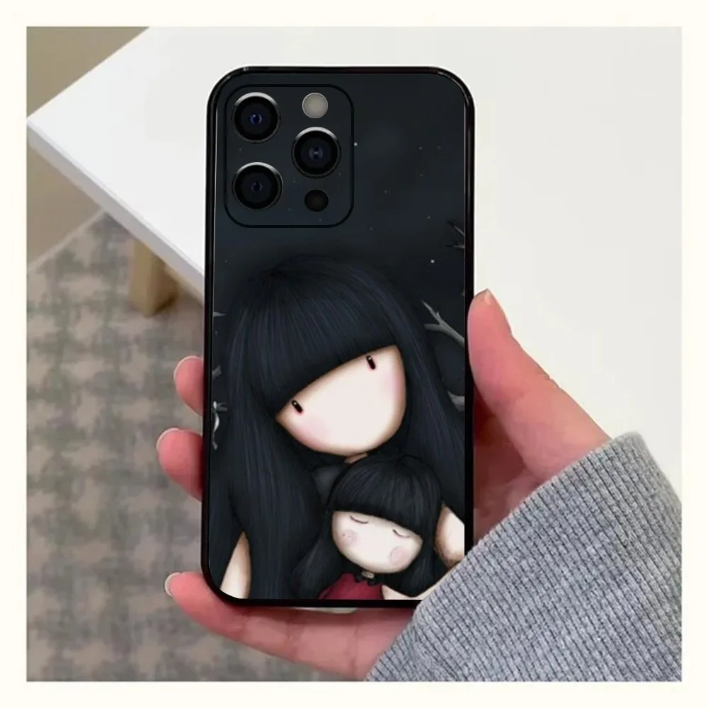 Cute Cartoon Girl Kid Santoro_Gorjuss Phone Case For Apple iPhone 15,14,13,12,11,Pro,X,XS,Max,XR,Plus,Mini Soft Black Cover