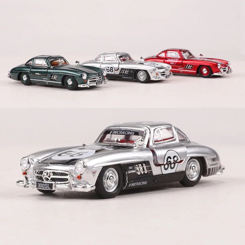 Diecast 1/64 Size Mercedes Benz 300SL Model Car Benz 1955 Classic Car Alloy Toys for Boys Collection Display Hobby Original Box