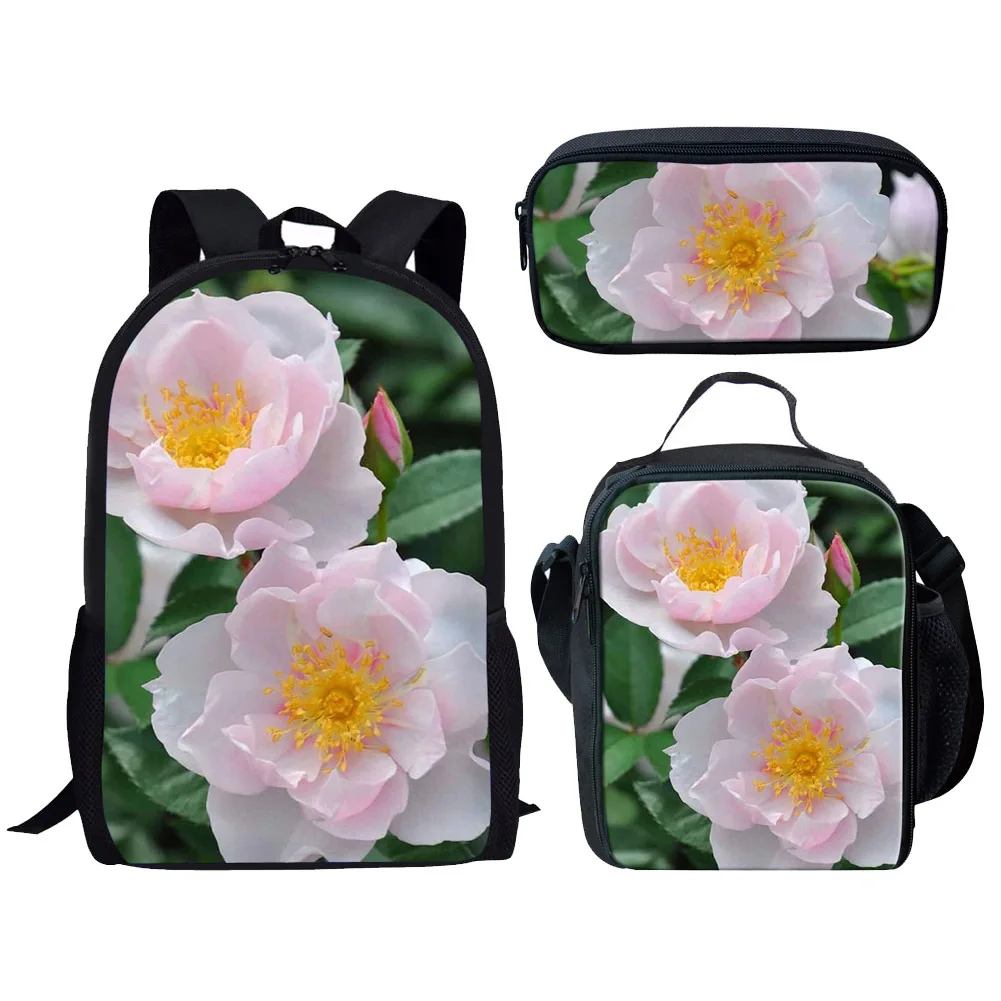 Hip Hop Youthful  flower bird Space 3D Print 3pcs/Set Student Travel bags Laptop Daypack Backpack Lunch Bag Pencil Case