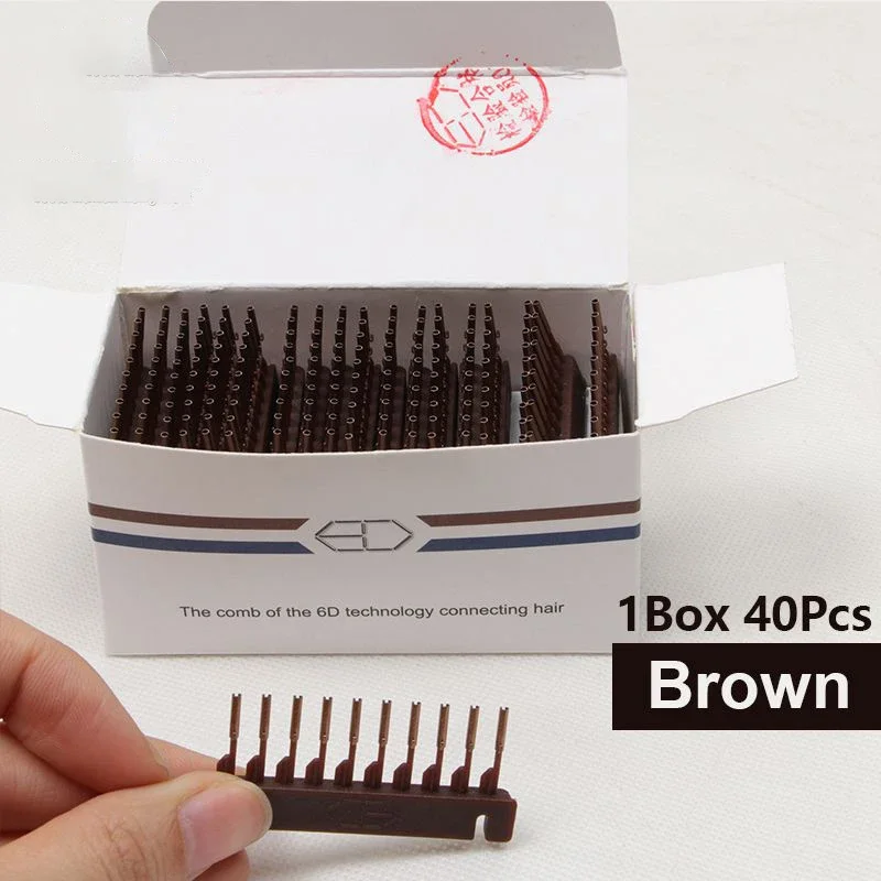 6D Hair extension machine 6D hair extension comb 40pcs/lot 6D Hair Extensions buckles black brown blonde device