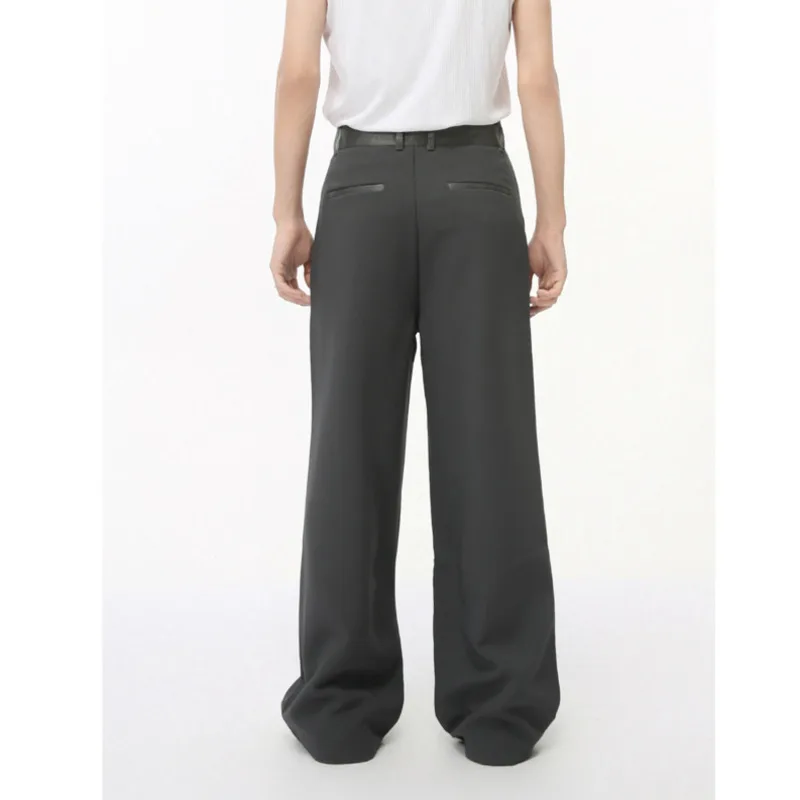 [OIMG] 2025 Autumn New Product Niche Satin Splicing Design Feel Wrinkle Drop Western Pants Trend