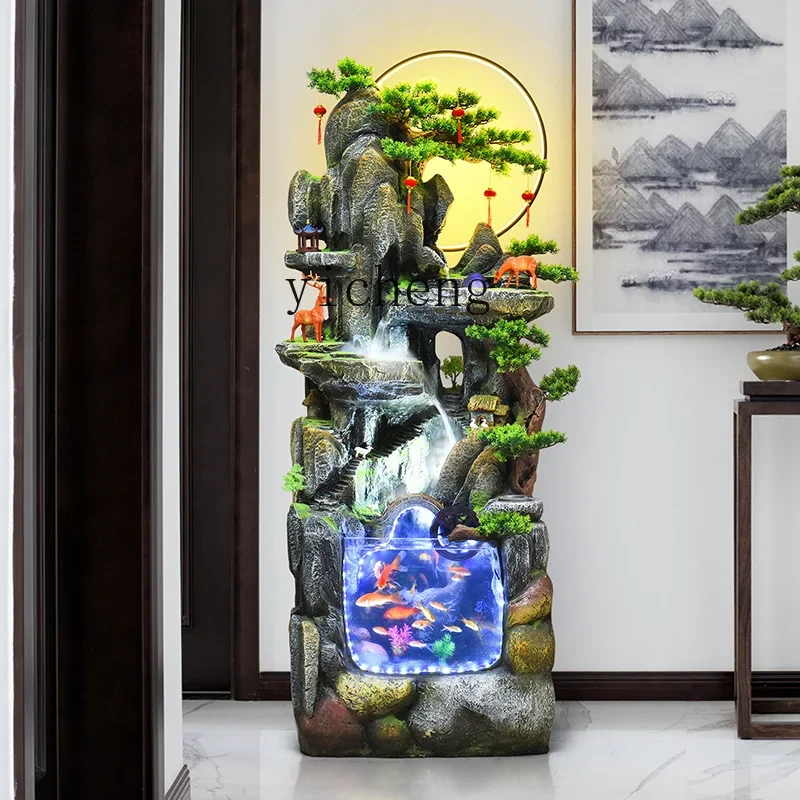 rockery water fountain restaurant home gift decoration fish tank lucky ornament living room decoration