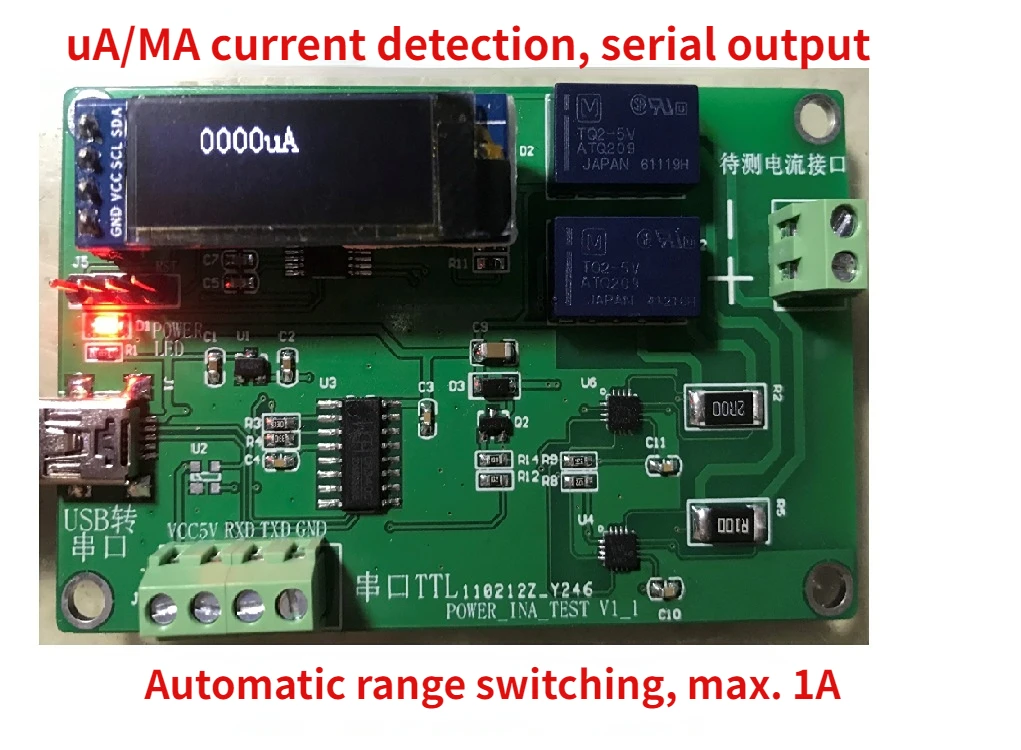 

Digital Microampere Ammeter UA Ammeter Microampere Current Detection Card Serial Port