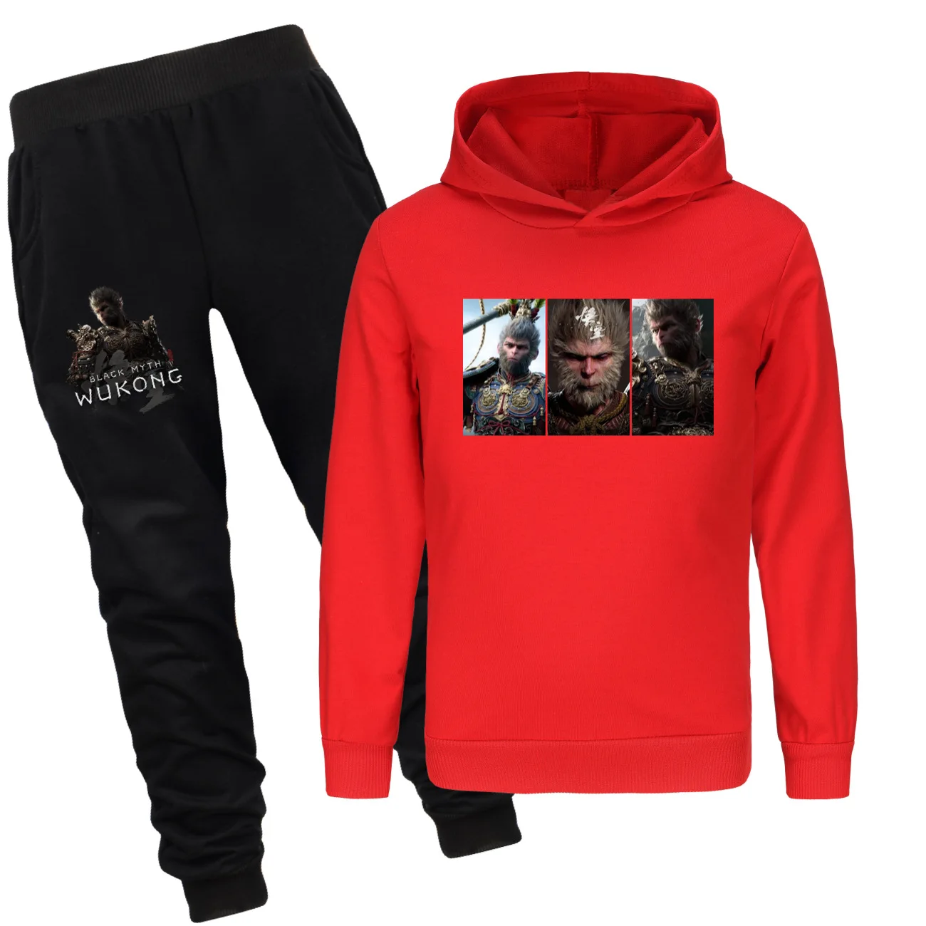 Hot Games Black Myth Wukong Sportswear Spring Fall Kids Clothes Junior Boys Hooded Sweatshirts+Pants 2pcs Sets Girls Outfits