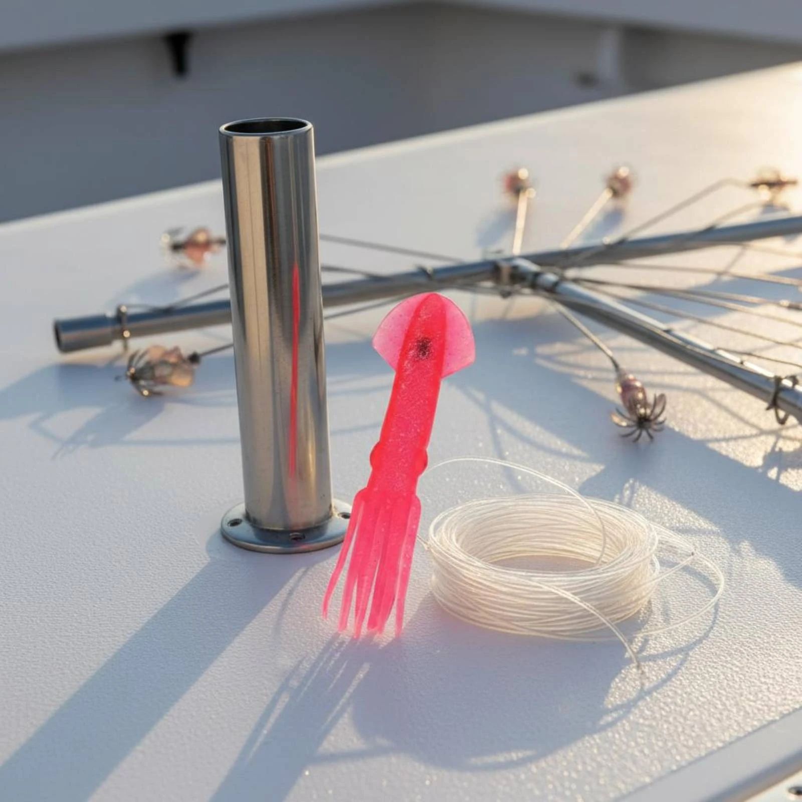 

Squid Spreader Bar Rig Stainless Steel Squid Rig Trolling Spreader Bar Pink Fishing Gear High Visibility