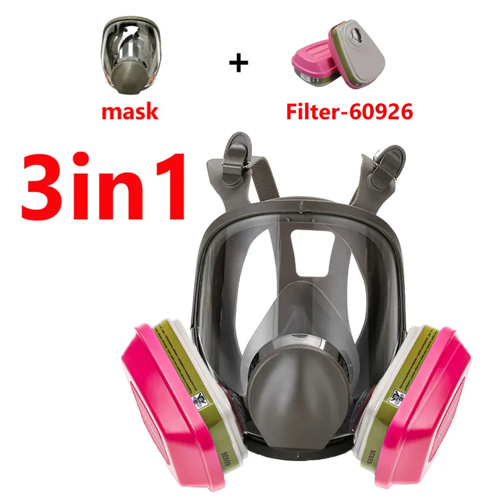 6800 Full Face Respirator Gas Paint Spray Mask with 60926 Cartridge for Painting Car Spray Epoxy Resin Dust Polishing Welding