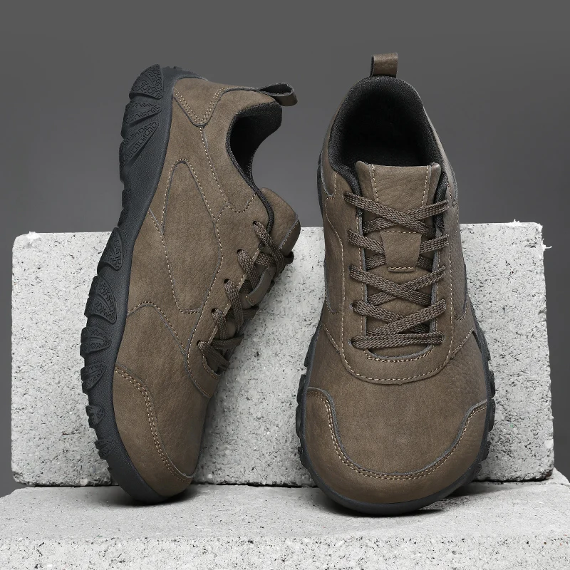 Barefoot Wide Ball Round Toe Box Shape Nose Minimalist Slip On Fit Zero Drop Shoes Sneakers Leather For Men Man Woman