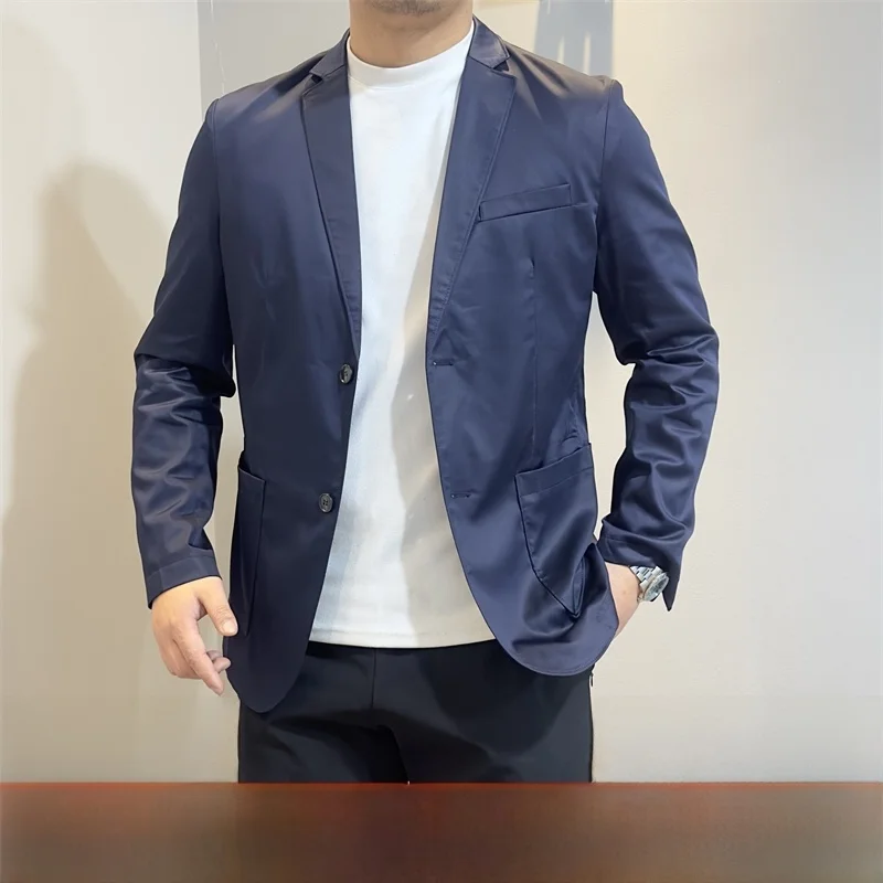 

Exquisite Texture Mens Busin Casual Suit Jaet Premium Lyocell Blend Fabric 3D Tailoring Long Sve Youth ular Spring...