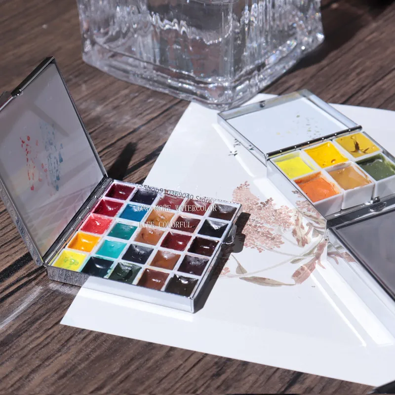 Empty Portable Watercolor Paint Box Metal Watercolor Sub-packing Box Pigment Moisturizing Box Sketch Painting Art Supplies