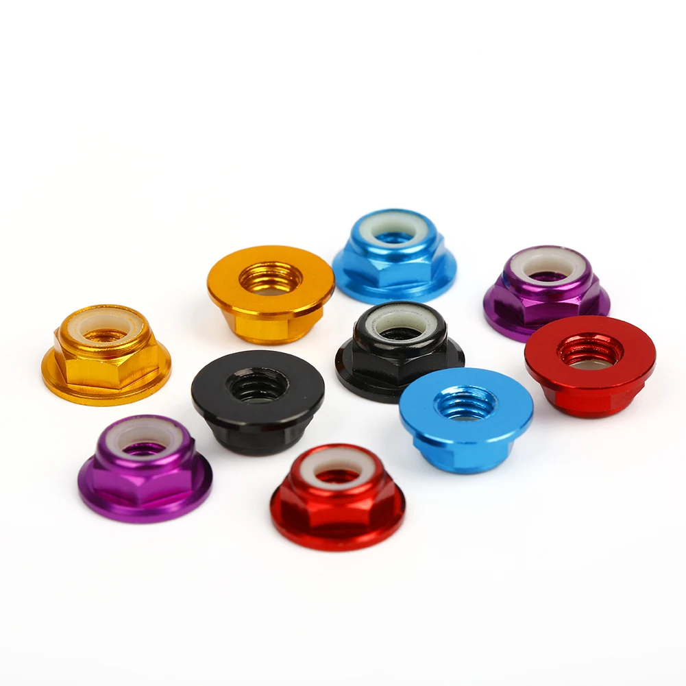 10pcs Aluminum Rivet Nuts M5  colorful aluminum Alloy Flange Nut Nylon Insert Lock Nut self-locking nut RC Model Nuts