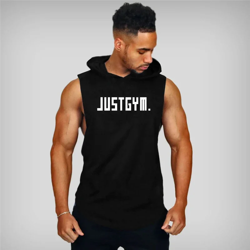 New Brand Just Gym Clothing Men Cotton Bodybuilding Stringer Hoodie Sweatshirts Fitness Tank Top Men Sleeveless Vest Shirt
