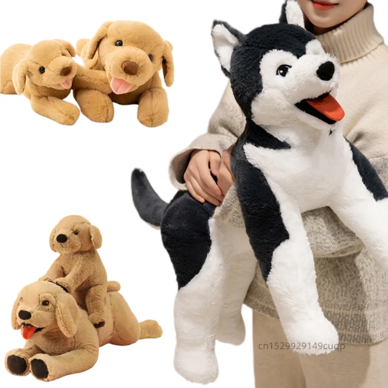 Almofada de Pelúcia de Cachorro de Desenho Animado, Boneco de Pelúcia de Simulação de Labrador e Husky, Brinquedo de Pelúcia de Animal Fofo, Decoração de Casa, Presente para Crianças