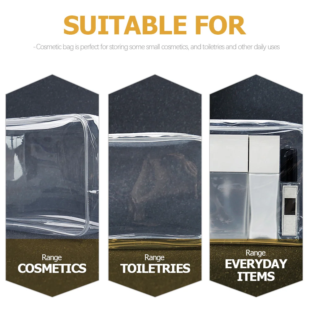 

2Pcs PVC Transparent Makeup Bag Zipper Organizer Travel Toiletry Storage Pouch Portable Large Capacity Makeup Organizer