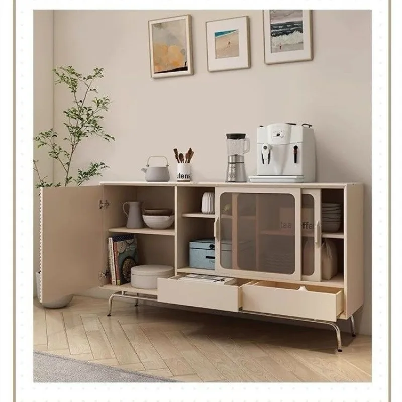 

Cream wind solid wood dining side cabinet Internet celebrity new tea cabinet integral storage cabinet French slate household