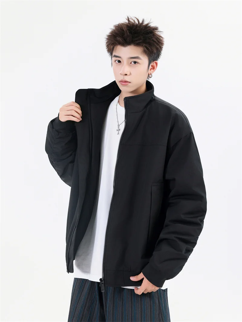 American Style Harington Jacket Men's Short Coat Autumn Winter Student Cool Handsome Polyamide Fiber Loose Fit Workwear
