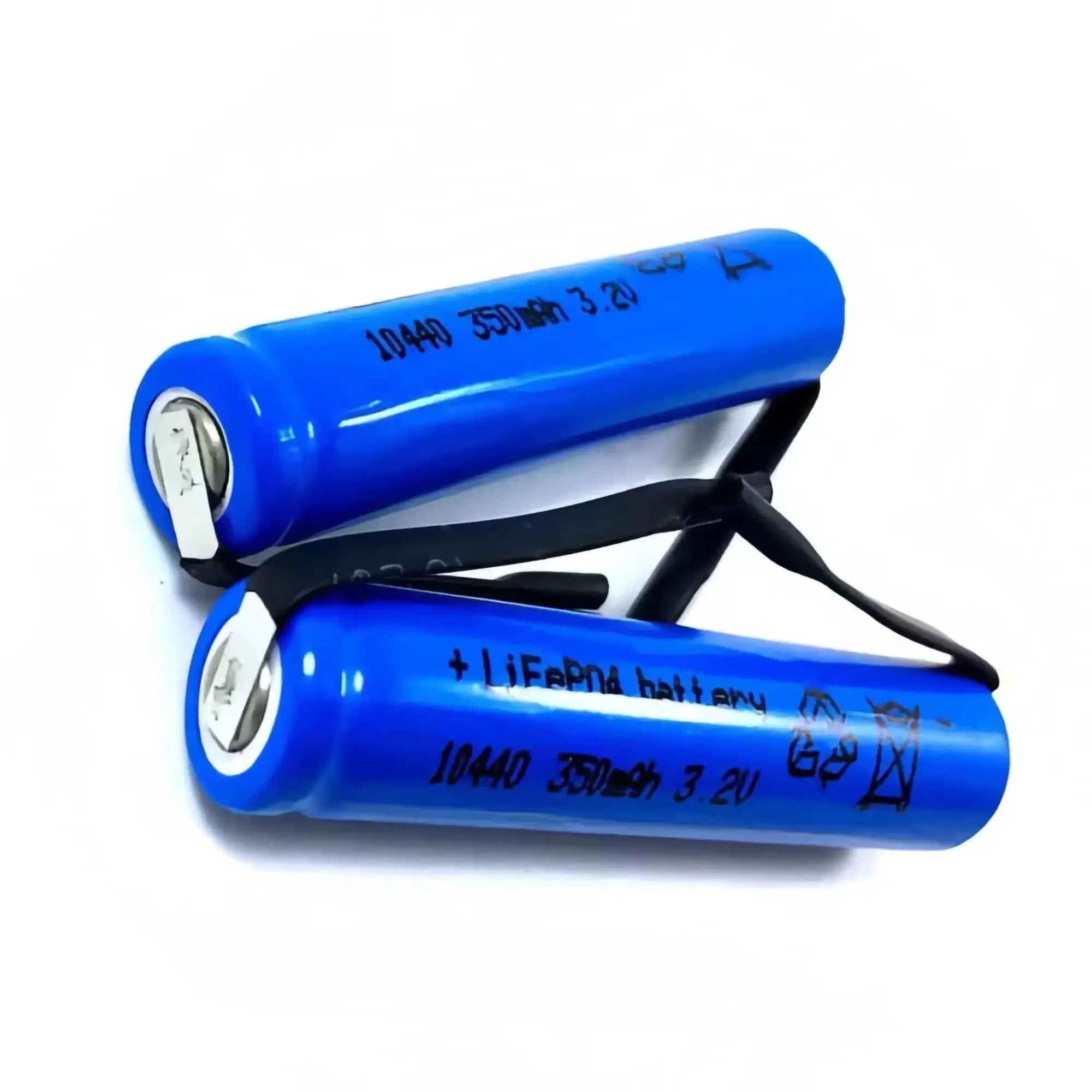 2PCS 10440 LiFePO4 battery 3.2V 350mAh AAA with solder tabs for Electric toothbrush Shaver Toy Beard trimmer Microphone Radio