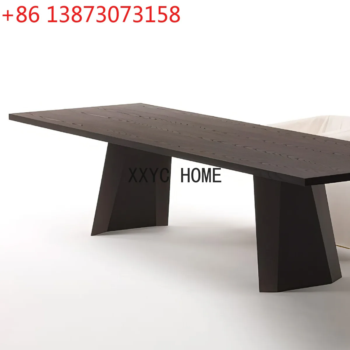 

Log Italian minimalist dining table simple modern rectangular household table light luxury solid wood meeting office