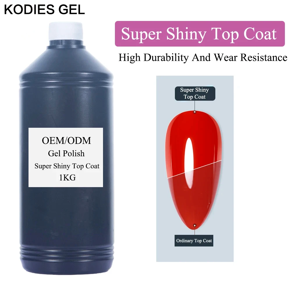 Kodies Gel Super Shine Top Jas Geen Veeg Uv Gel Nagellak 1Kg Diamant Brillant Hard Topcoat Afwerking Alle voor Manicure Nagels Winkel