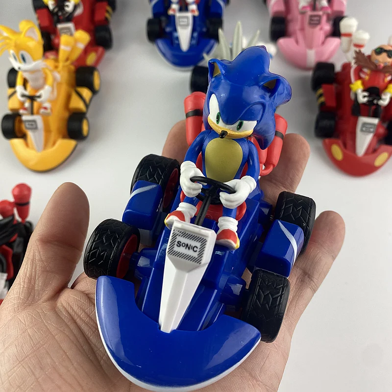 Anime Sonic Pull Back Car toys Cartoon Figure Decoration Desktop Model Kart Children dolls Home Decor Kids Gifts NEW