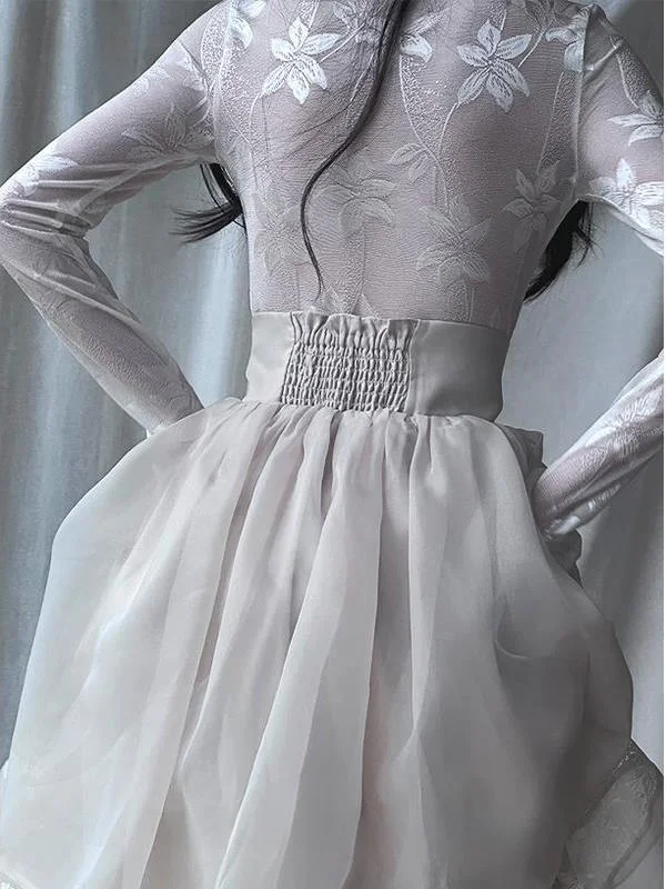 Fairy Lily Flower f-Camiseta larga de cuello alto para mujer, ropa interior de encaje, Top ajustado, versión coreana