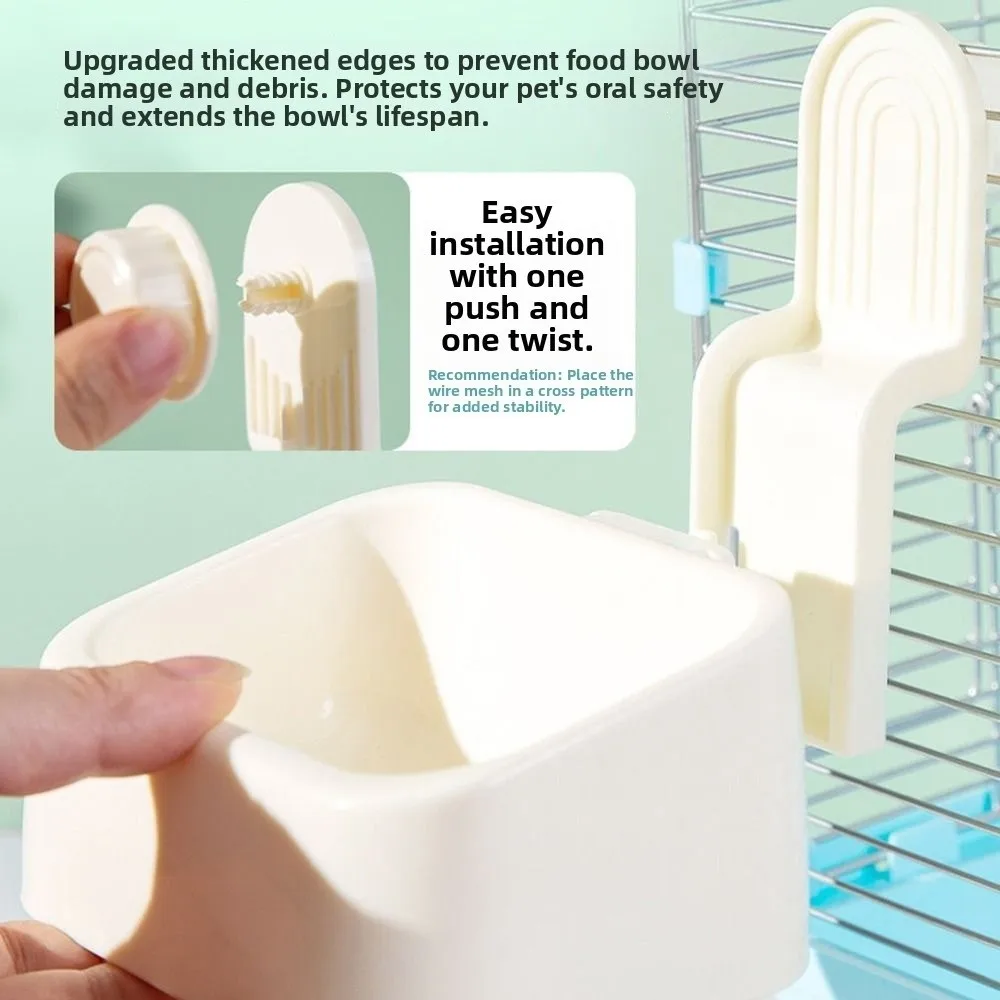 Large Capacity Rabbit Food Bowl Bite Resistant Hangingc Rabbit Feeding Dish Easy installation Detachable Small Pet Feeder view 5
