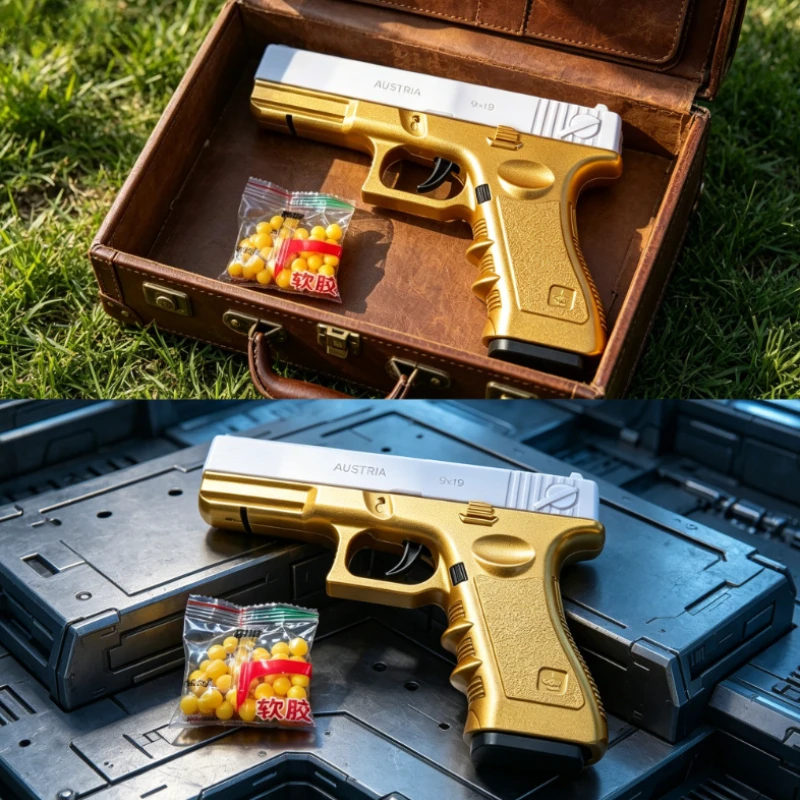 Gold White Appearance Toy with Soft Rubber Balls Safe Interactive Shooting Game Toy Gift for Kids Adults Indoor Outdoor Fun Play