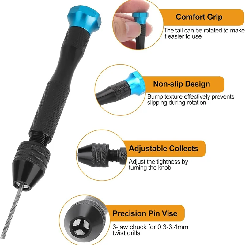 WORTHOWN-ensemble de perceuse à main avec Micro forets hélicoïdaux de 0.5 à 3.0Mm pour l'assemblage électronique, la fabrication de modèles