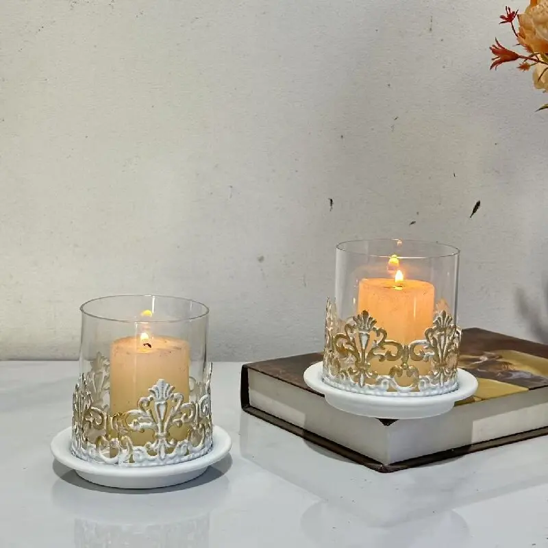 YJQ retro candle holder scented candle cup wrought iron dinner candle holder container shooting props
