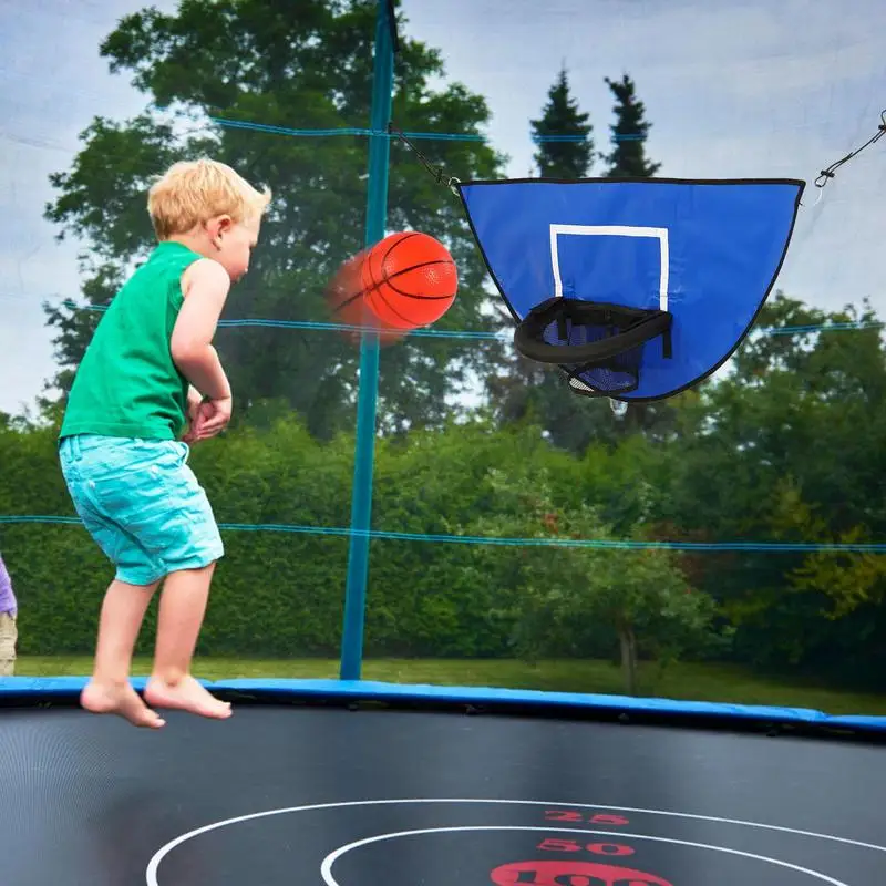 Pełny zestaw obręcz do koszykówki trampoliny z małą Mini koszykówka do koszykówki i ramy obręcz do koszykówki do trampoliny na świeżym powietrzu dla dzieci