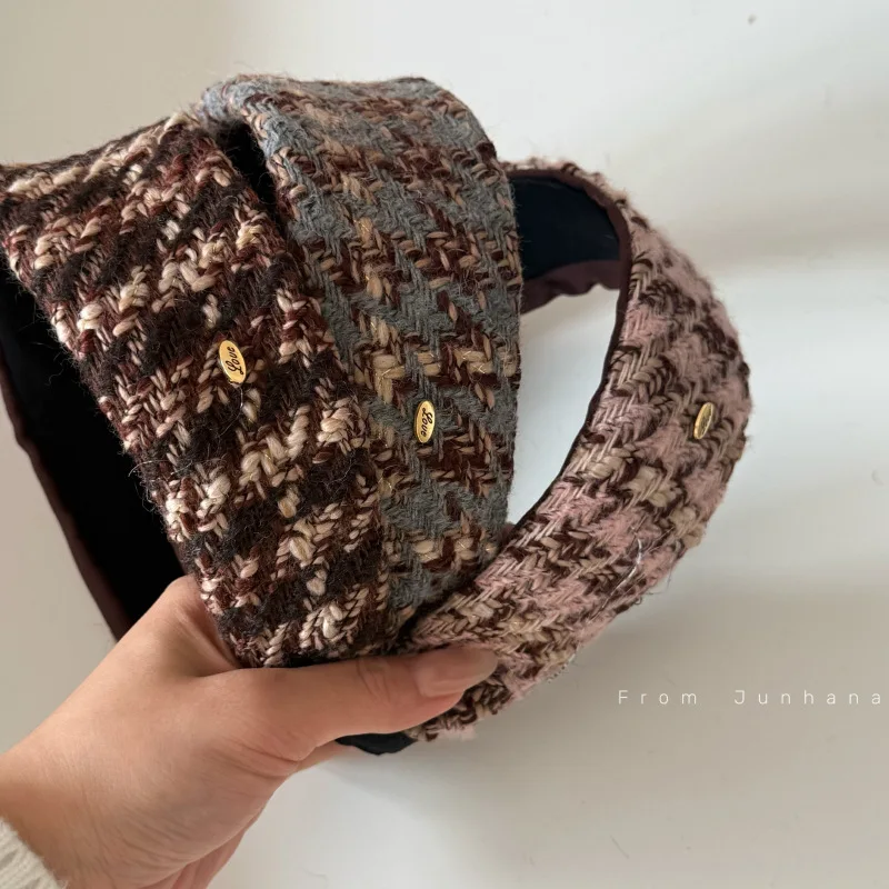 Woolen Wheat Ears Headband Women Retro Wide brim Autumn Winter Hair Accessories Simple Advanced