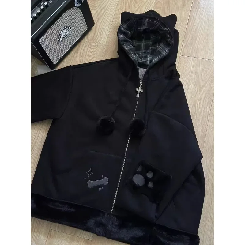 

Japanese Sweatshirts Subculture Cat-ear Hooded Shirt Autumn Harajuku Style Kawaii Women's Clothes Fashion Casual Hoodies Women