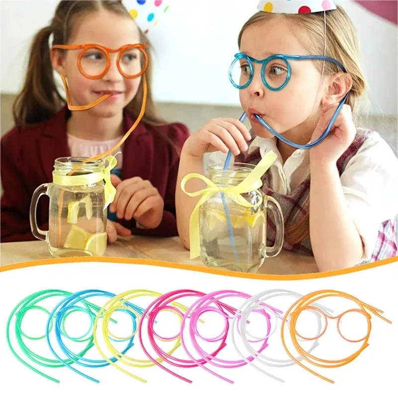 

Straw Glasses Funny Soft PVC Glasses Flexible Drinking Straws Kids Party Supplies Bar Supplies Accessories Creativity Toy